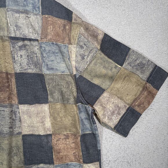 Georg Roth Of Germany Shirt Mens Size XL Plaid Abstract Water Colors Artsy Retro - Picture 14 of 15